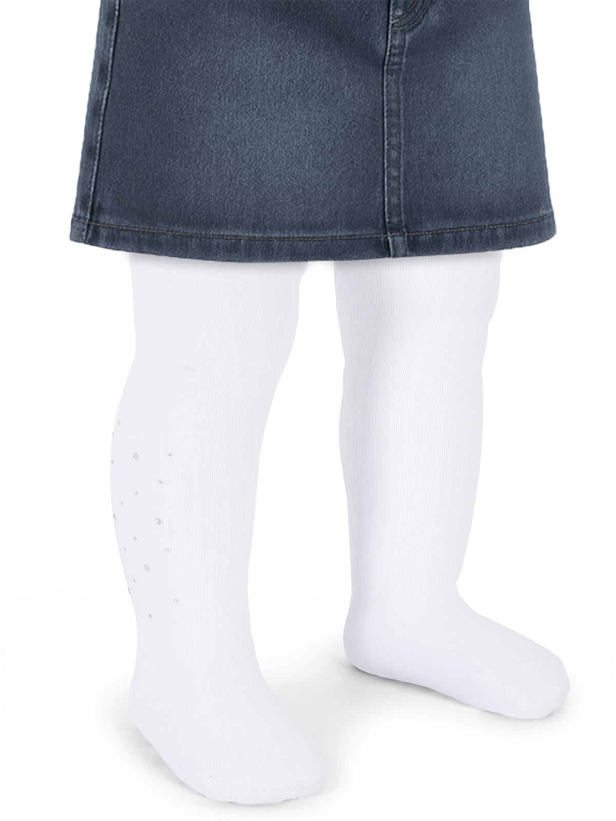 Civil Baby Taşlı Derbili 6-18 Ay Bebek Kız Külotlu Çorap - Beyaz