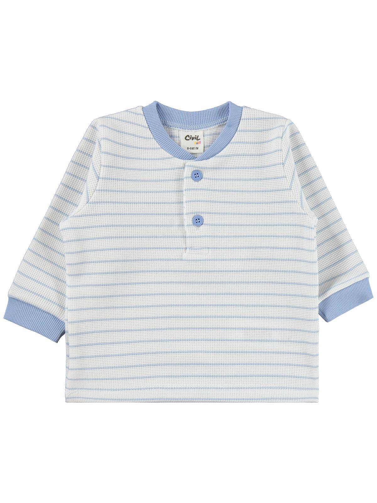 Civil Baby Çizgili 6-18 Ay Pijama Takımı - Mavi