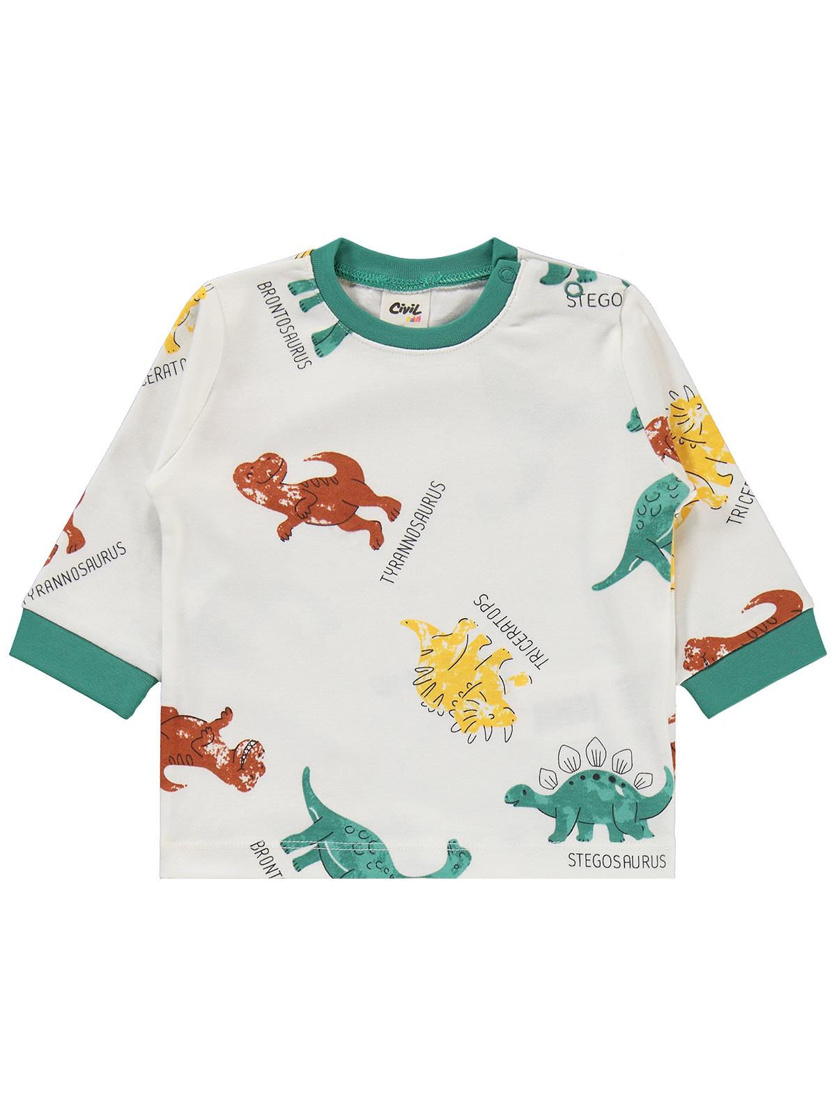 Civil Baby Dinozor Baskılı 6-18 Ay Pijama Takımı - Yeşil
