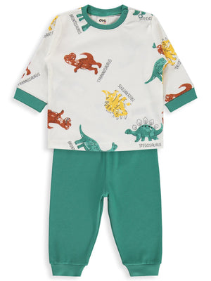 Civil Baby Dinozor Baskılı 6-18 Ay Pijama Takımı - Yeşil