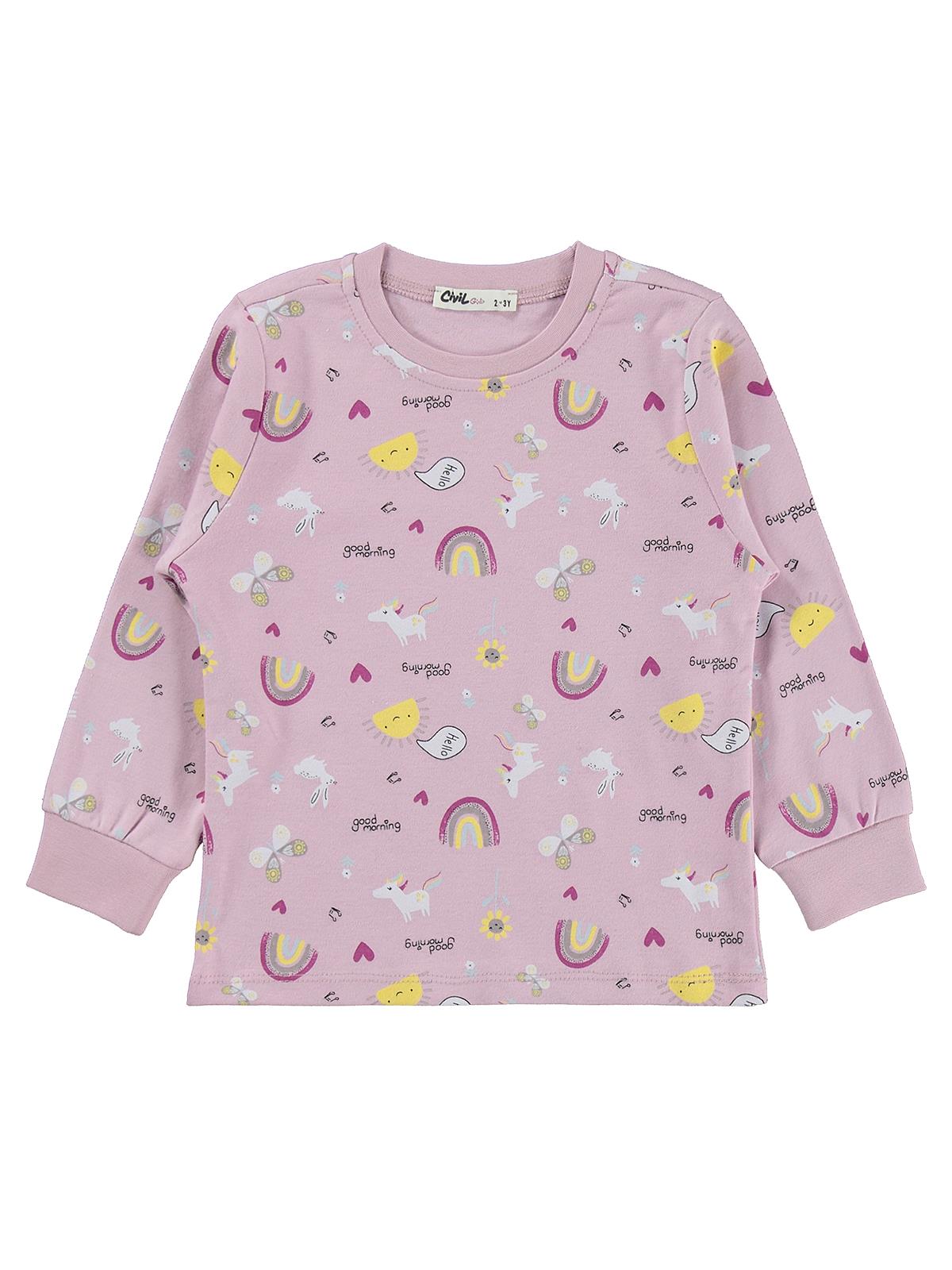 Civil Girls Unicorn Baskılı 2-5 Yaş Pijama Takımı - Lila