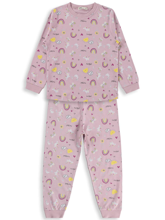 Civil Girls Unicorn Baskılı 6-9 Yaş Pijama Takımı - Lila