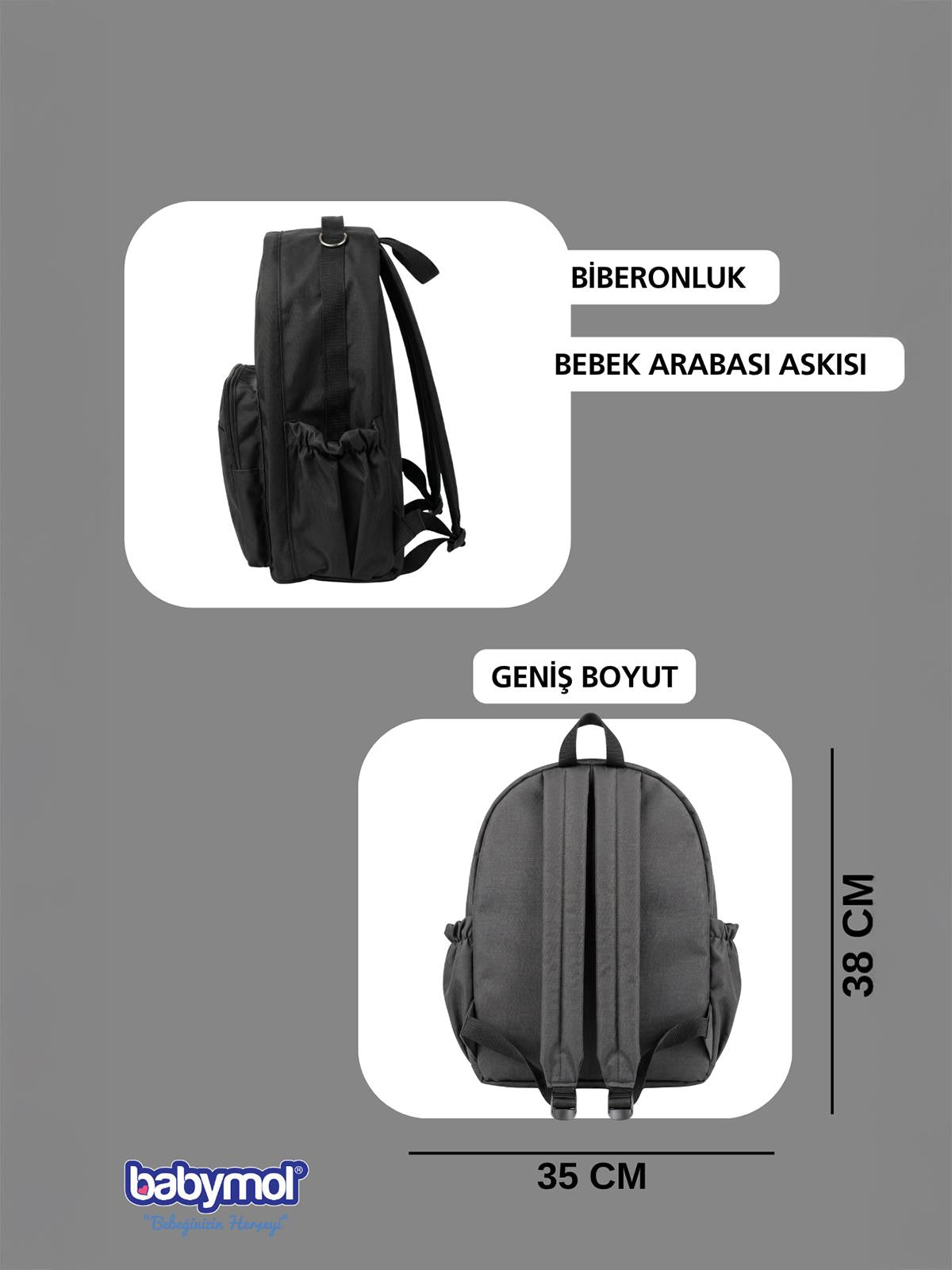 Babymol Oslom Bebek Bakım Çantası - Siyah