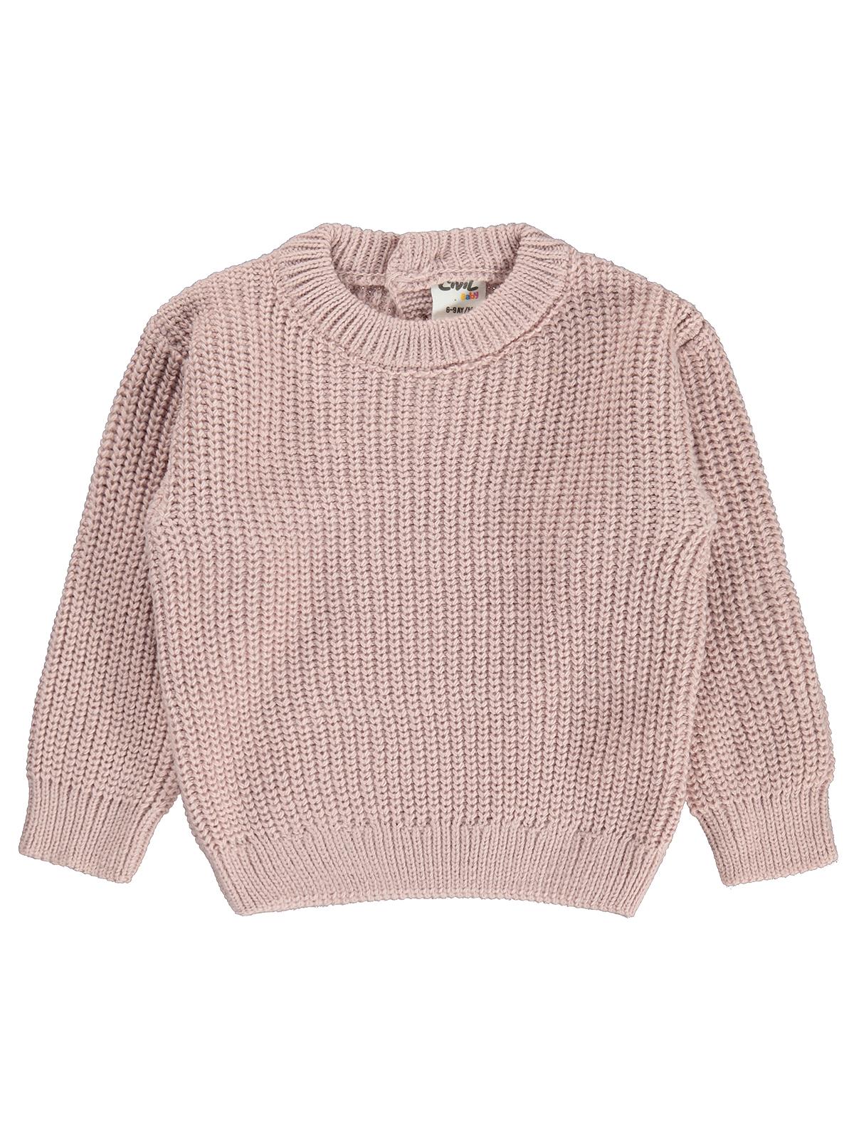 Civil Baby Arkadan Düğmeli Basic 6-18 Ay Kazak - Pudra