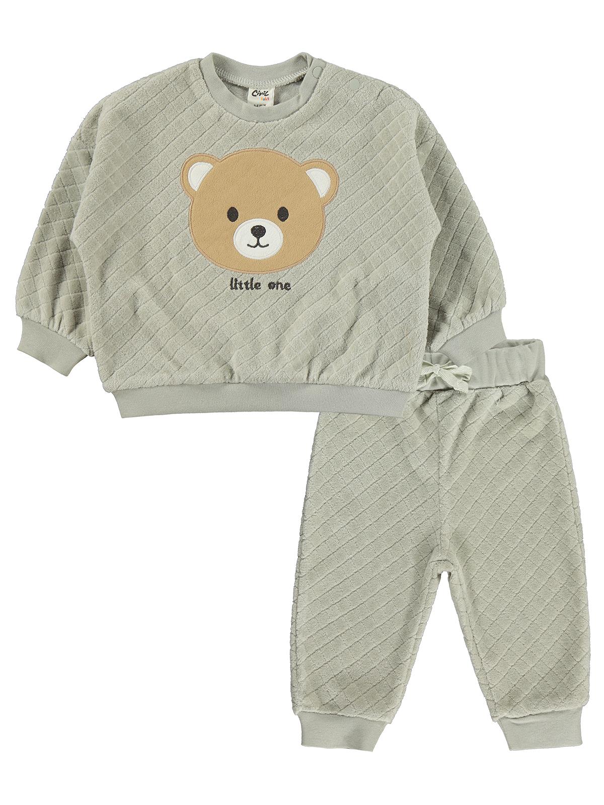 Civil Baby Ayıcık Nakışlı 3-18 Ay Takım - Haki