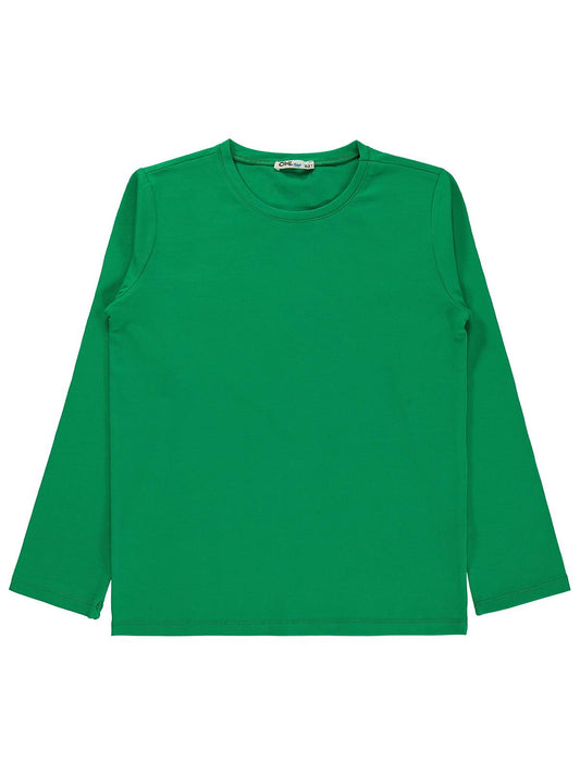 Civil Boys Erkek Çocuk Basic Sweatshirt | Likralı Süprem Uzun Kol | Okul Kreş ve Günlük Kullanım - Yeşil