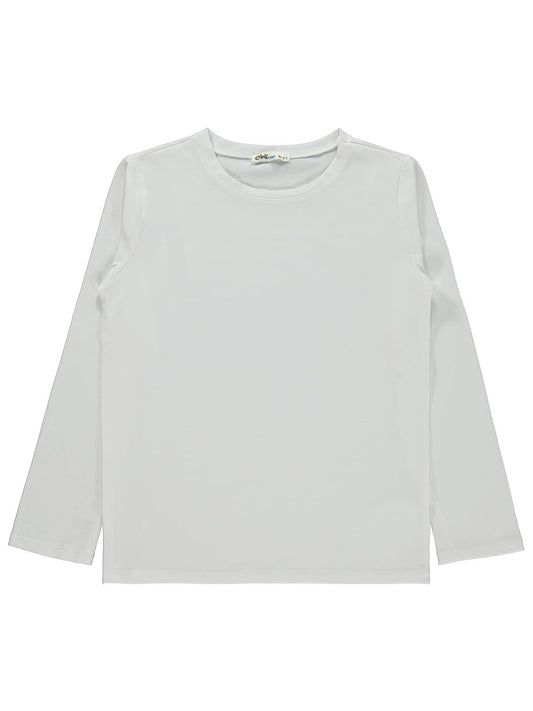Civil Boys Erkek Çocuk Basic Sweatshirt | Likralı Süprem Uzun Kol | Okul Kreş ve Günlük Kullanım - Beyaz