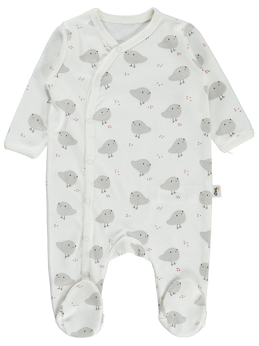Civil Baby Serçe Empirme Patikli 1-9 Ay Tulum - Ekru