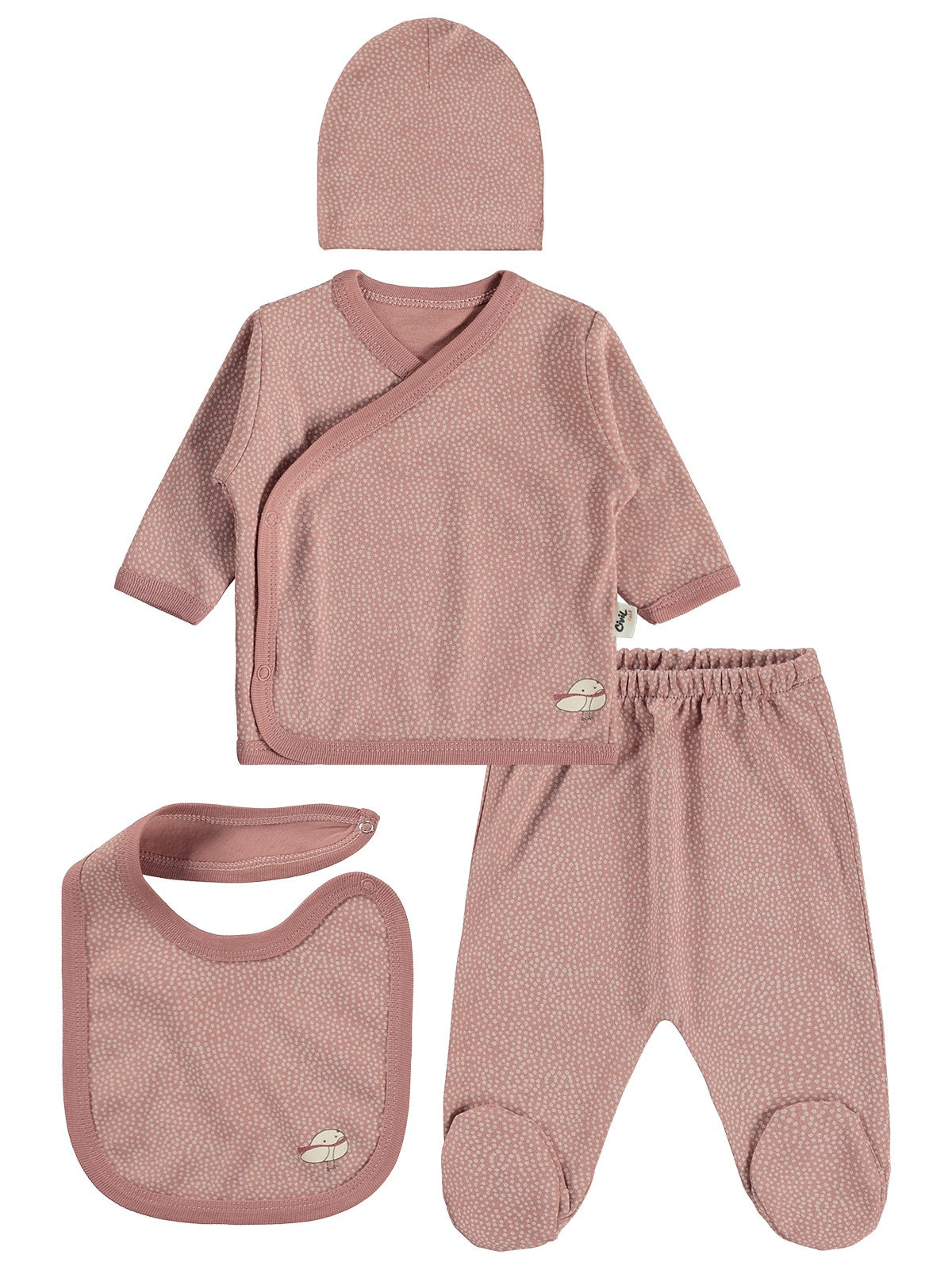 Civil Baby Dağınık Puantiye Empirme 4lü  Zıbın Takımları - Pembe