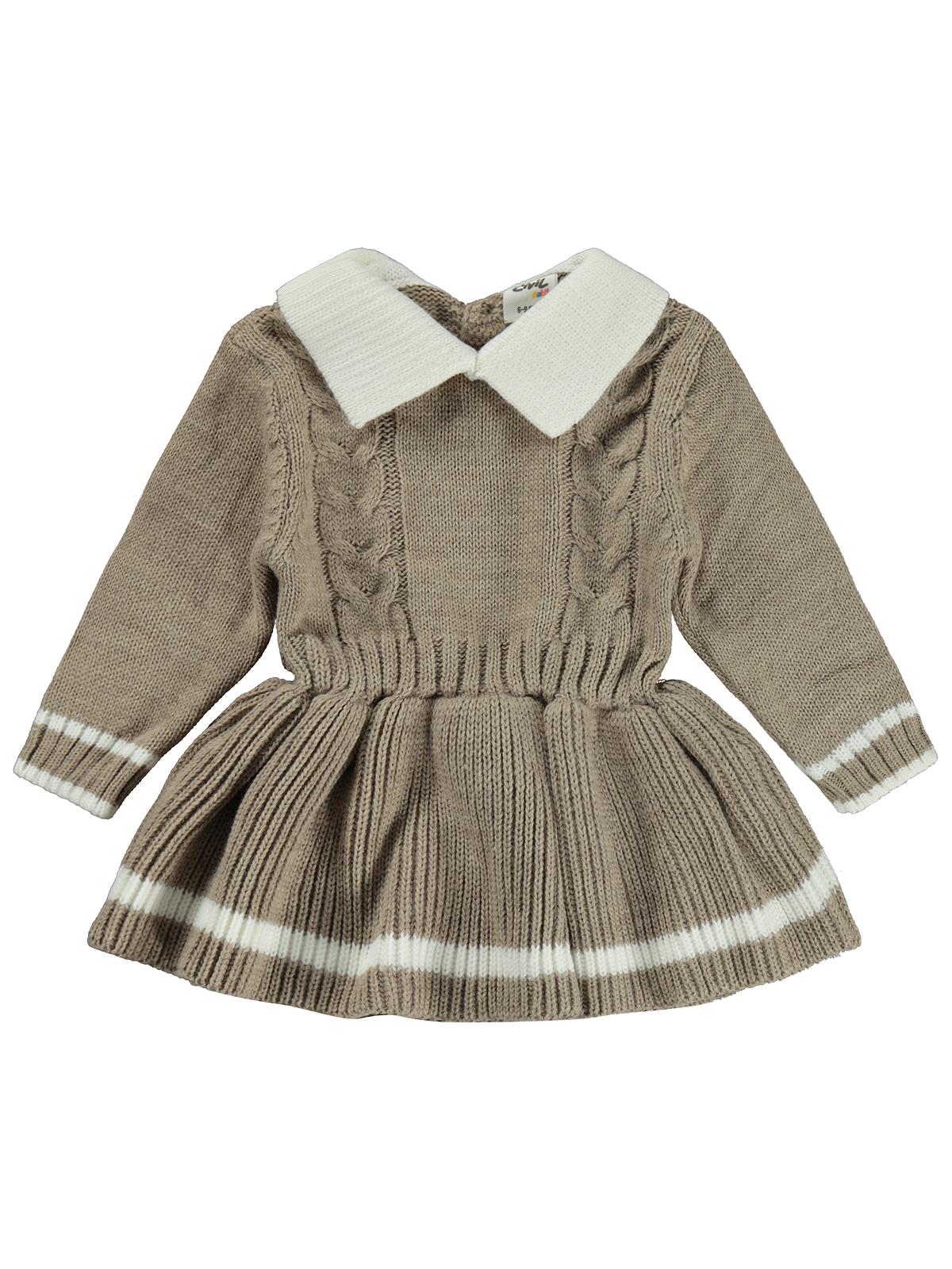 Civil Baby Beyaz Garnili 6-18 Ay Elbise - Bej
