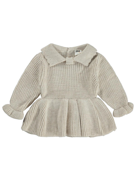 Civil Baby Kolu Büzgülü 6-18 Ay Elbise - Bej