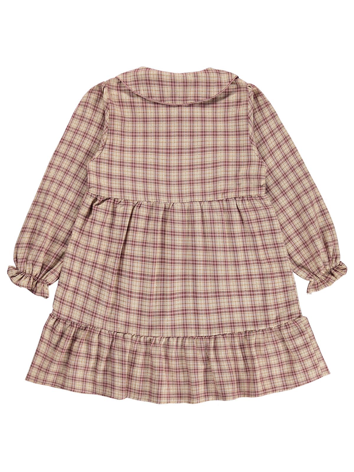 Civil Girls Ekose 6-9 Yaş Elbise - Pembe