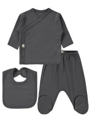 Civil Baby 3'Lü Basic 0-1 Ay Zıbın Takımları - Gri