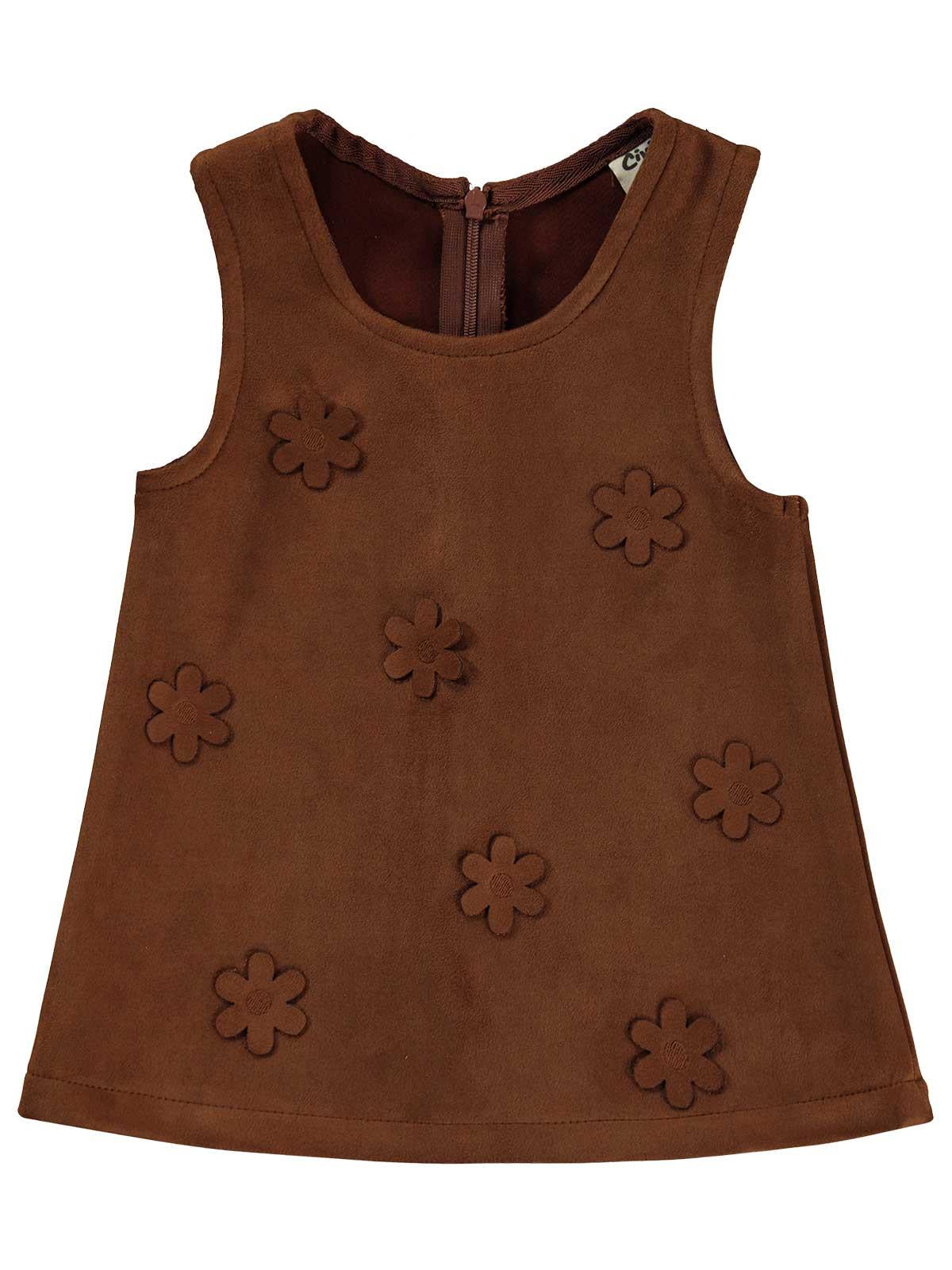 Civil Baby Gömlekli Çiçekli 6-18 Ay Elbise - Kahverengi