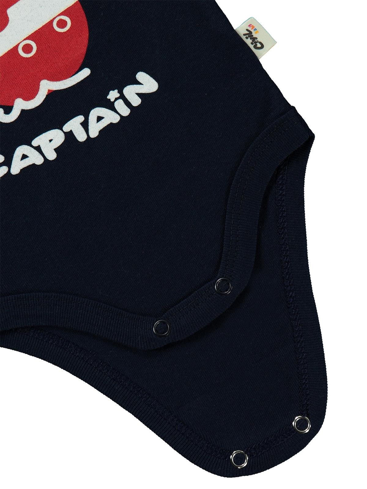 Civil Baby Little Captain Baskılı 1-36 Ay Çıtçıtlı Badi - Lacivert