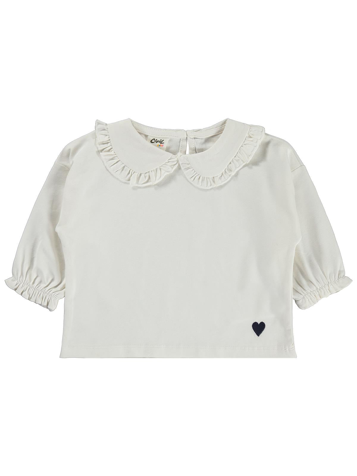 Civil Baby Bebe Yakalı Kalp Nakış 6-18 Ay Sweatshirt - Ekru
