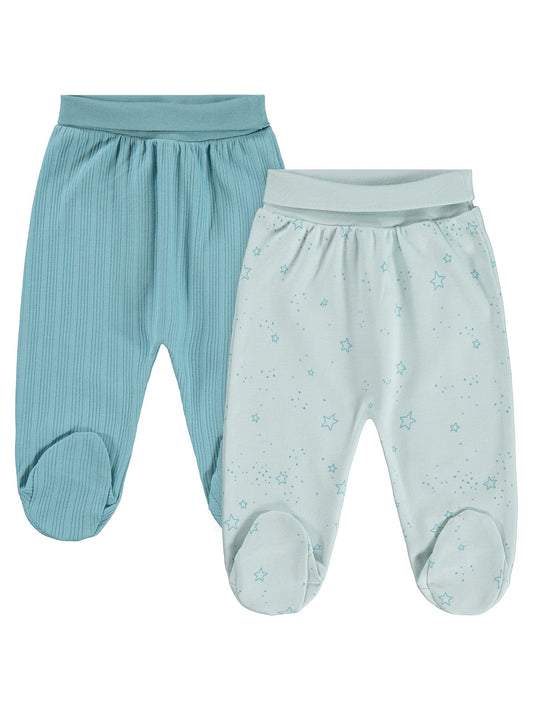 Civil Baby Mavi Jakarlı 2li Patikli 1-9 Ay Tek Alt Bebe - Mavi