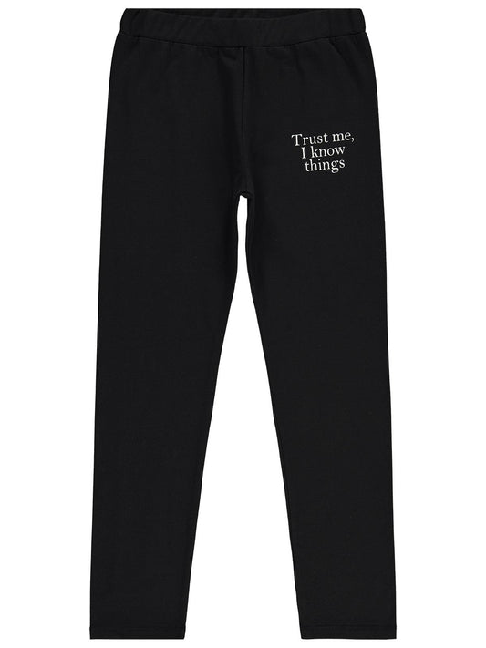 Civil Girls Trust Me Baskılı 10-13 Yaş Tayt - Siyah