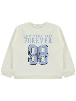 Civil Girls 98 Baskılı 10-13 Yaş Sweatshirt - Ekru