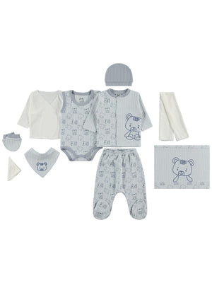 Civil Baby Ayı Baskılı  Zıbın Setleri - Mavi