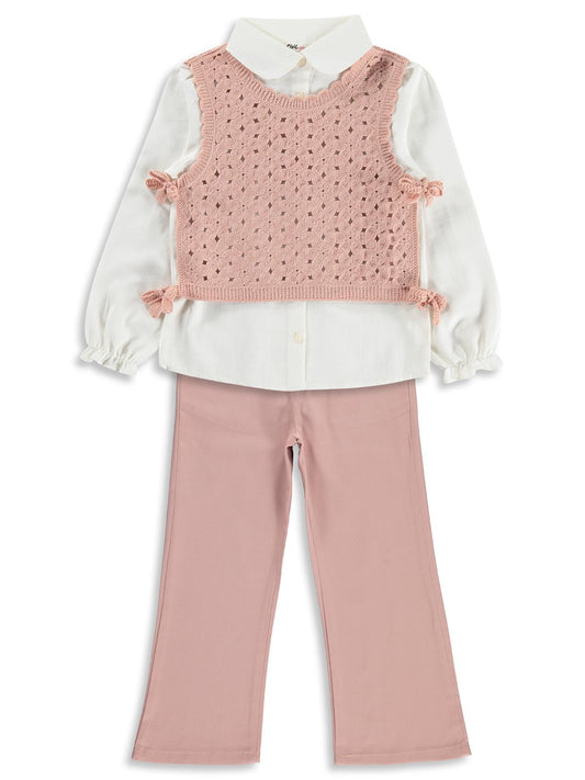 Civil Girls Çiçek Desenli 6-9 Yaş Takım - Pembe