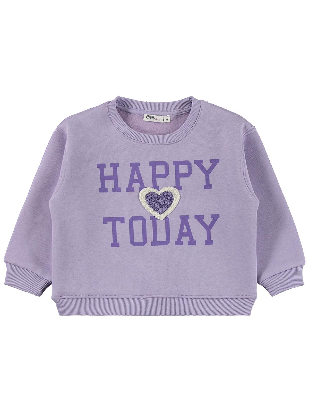 Civil Girls Happy Baskılı 2-5 Yaş Eşofman Takımı - Lila