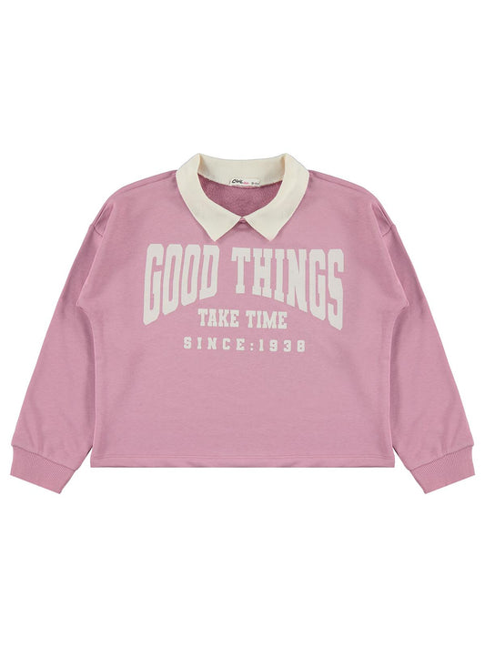 Civil Girls Polo Yaka 10-13 Yaş Sweatshirt - Pembe
