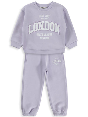Civil Girls London Baskılı 2-5 Yaş Eşofman Takımı - Lila