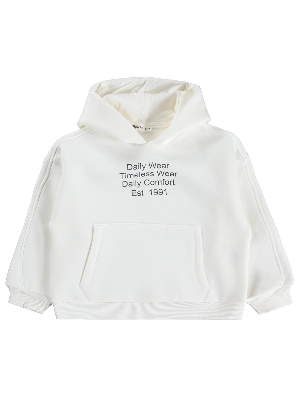 Civil Girls Daily Wear Baskılı 6-9 Yaş Sweatshirt - Ekru