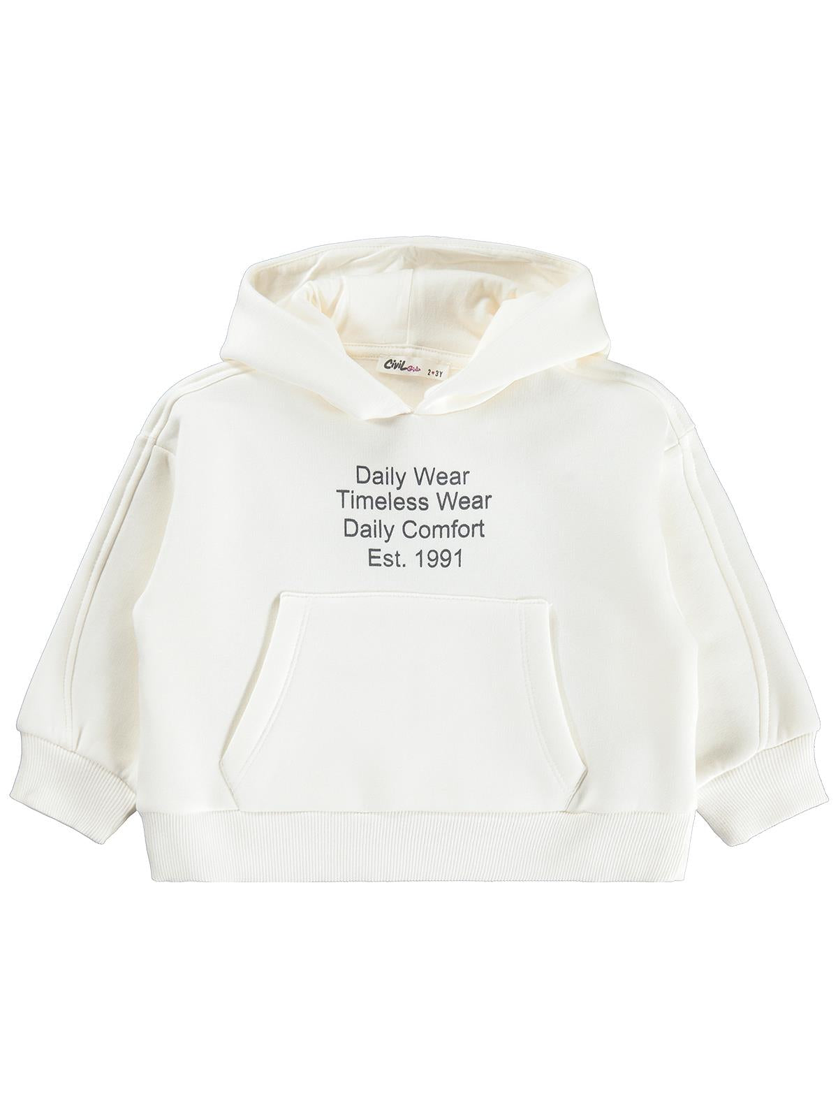 Civil Girls Daily Wear Baskılı 2-5 Yaş Sweatshirt - Ekru