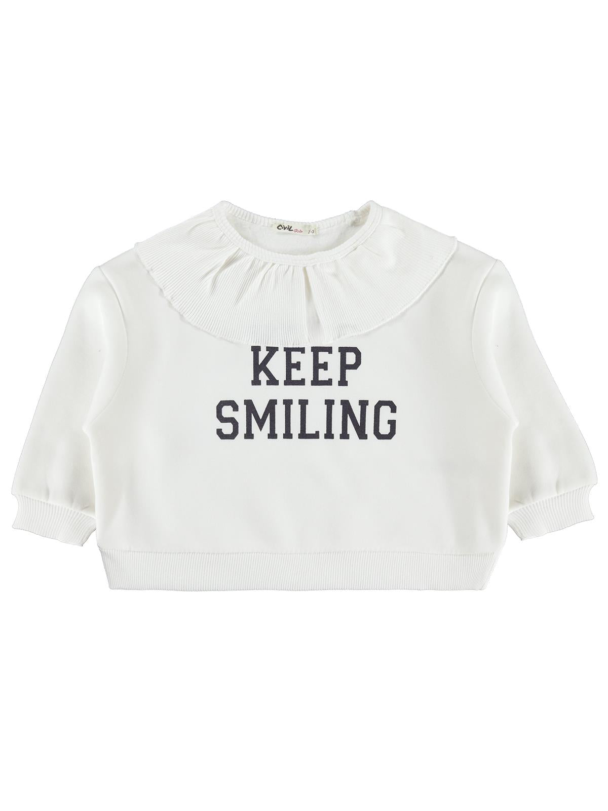 Civil Girls Kaşkorse Yakalı 2-5 Yaş Sweatshirt - Ekru