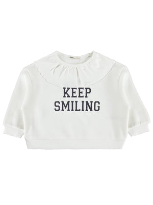 Civil Girls Kaşkorse Yakalı 2-5 Yaş Sweatshirt - Ekru