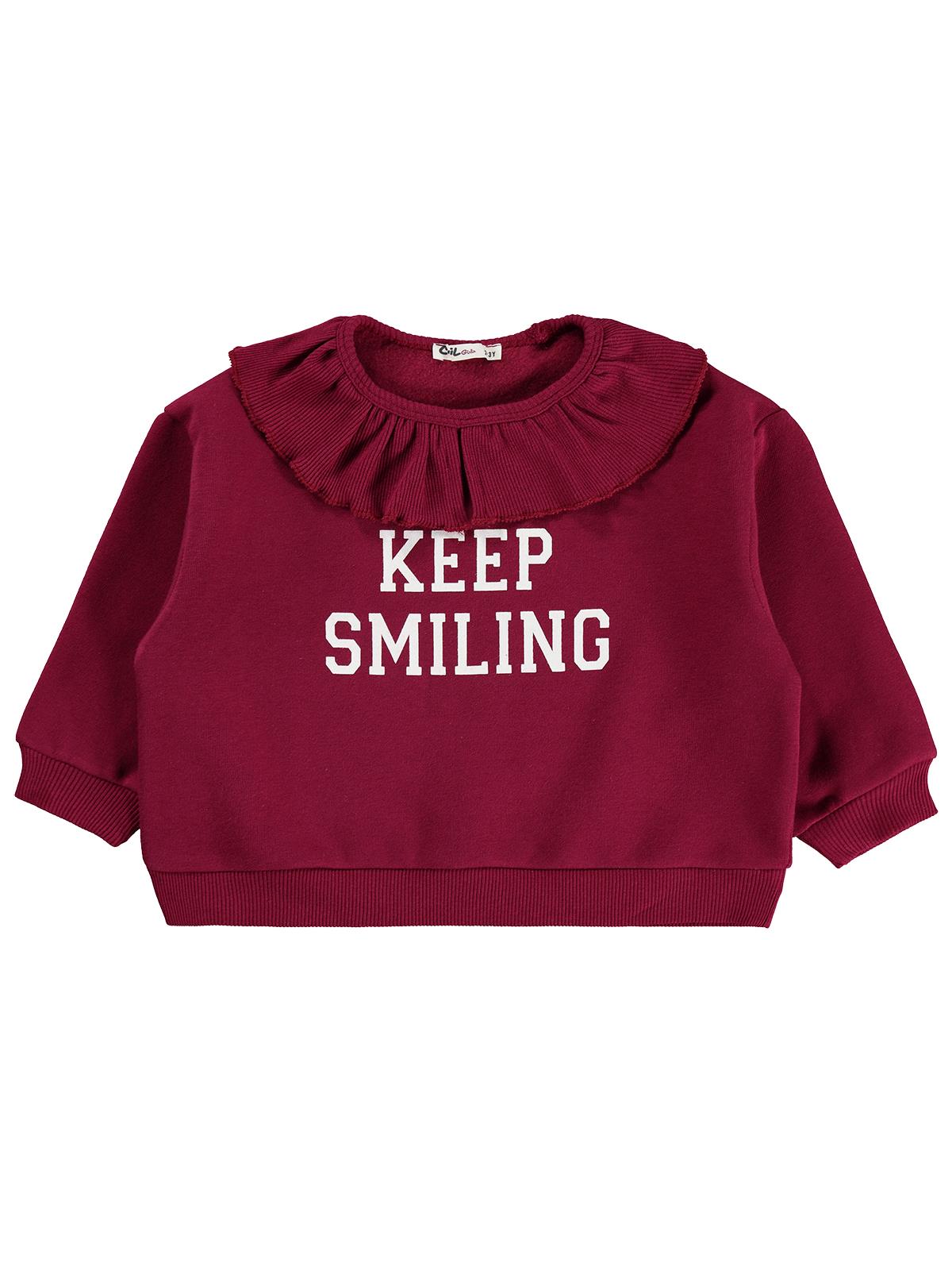 Civil Girls Kaşkorse Yakalı 2-5 Yaş Sweatshirt - Bordo