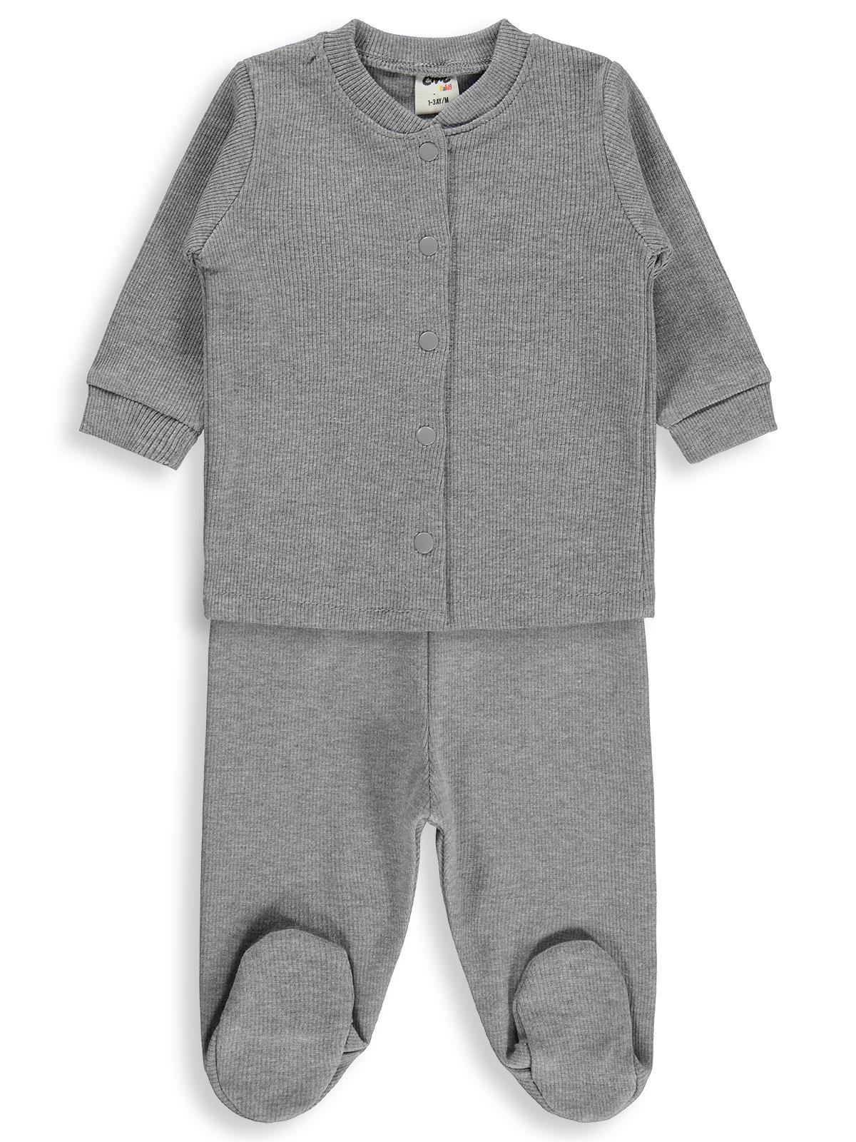 Civil Baby Basıc Patikli 1-9 Ay Pijama Takımı - Gri