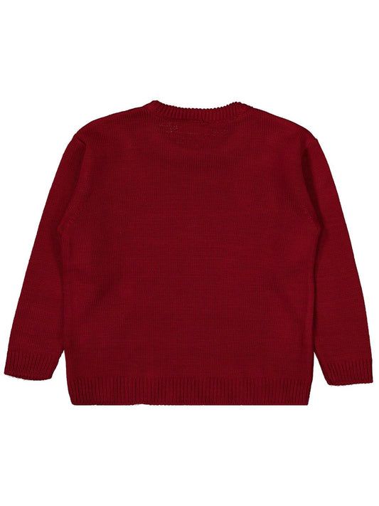 Civil Girls Fiyonk Desenli 6-9 Yaş Kazak  - Bordo