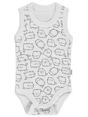 Civil Baby Kedi Empirme 1-36 Ay Çıtçıtlı Badi - Beyaz