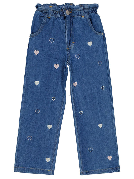 Civil Girls Beli Büzgülü 6-9 Yaş Pantolon  - Mavi