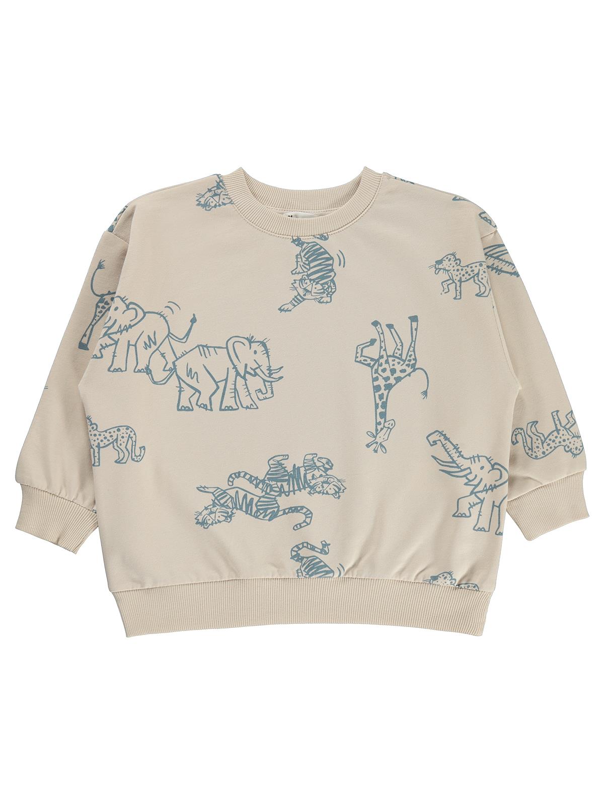 Civil Boys Karalama Hayvanlar Baskılı 2-5 Yaş Sweatshirt - Bej