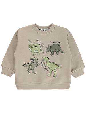Civil Boys Kabaran Dinazor Baskılı 2-5 Yaş Sweatshirt - Bej