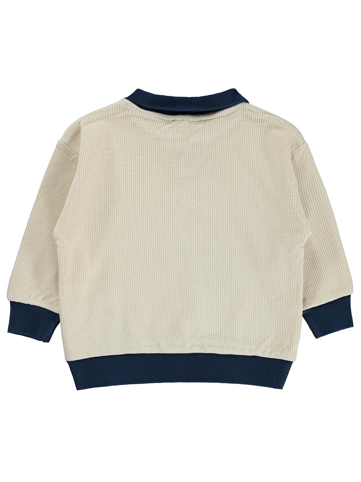 Civil Erkek Çocuk Ayıcık Nakışlı Polo Yaka Sweatshirt | Selanik | Okul Kreş ve Günlük Kullanım - Bej