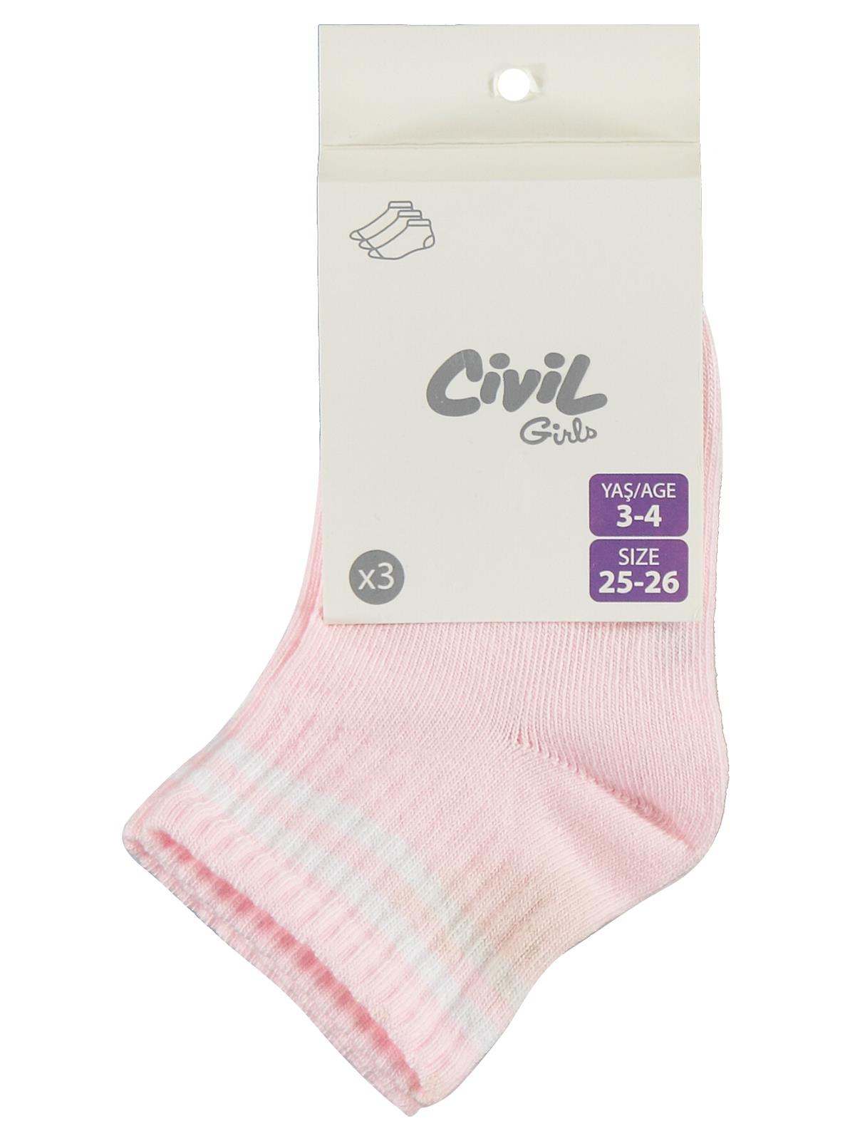 Civil Kız Çocuk Basic Çizgili 3'lü Kız Çocuk Patik Çorap | Okul Kreş ve Günlük Kullanım