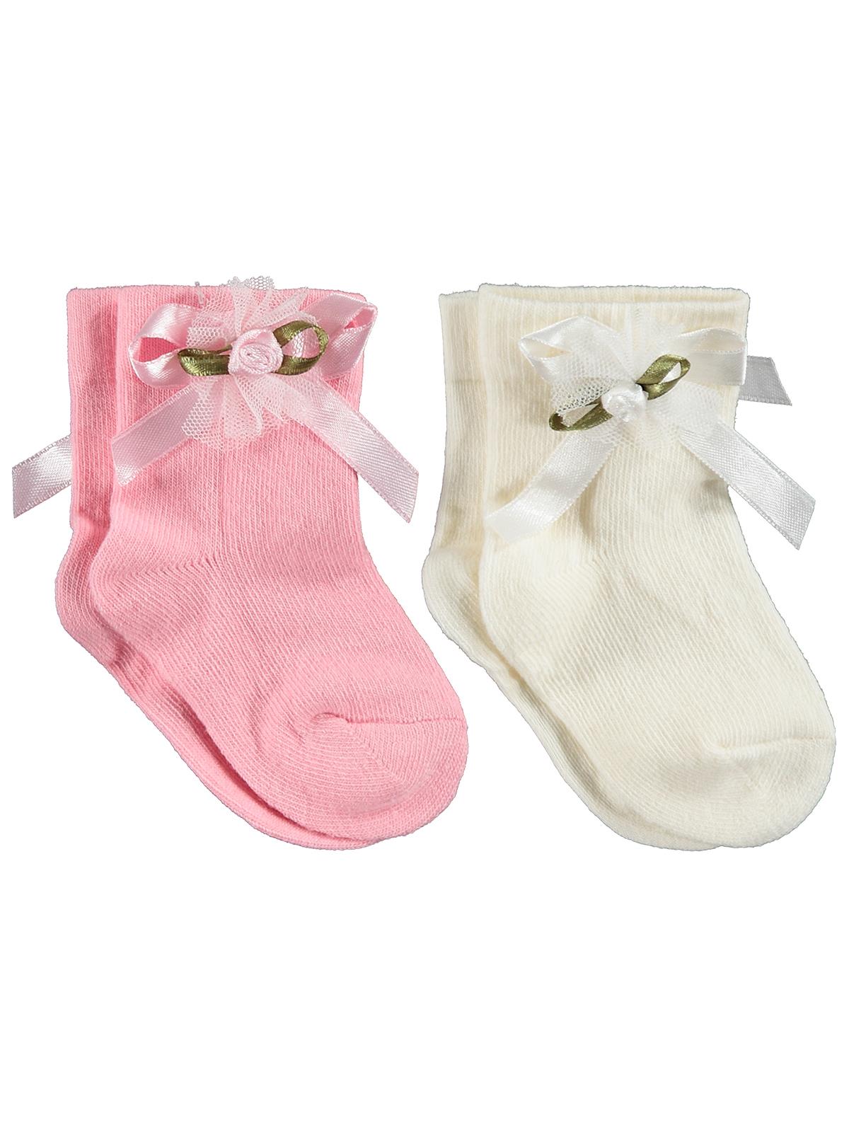 Civil Baby Rose Aksesuarlı Kıvrık 2'li 6- Bebek Kız Çorap Set
