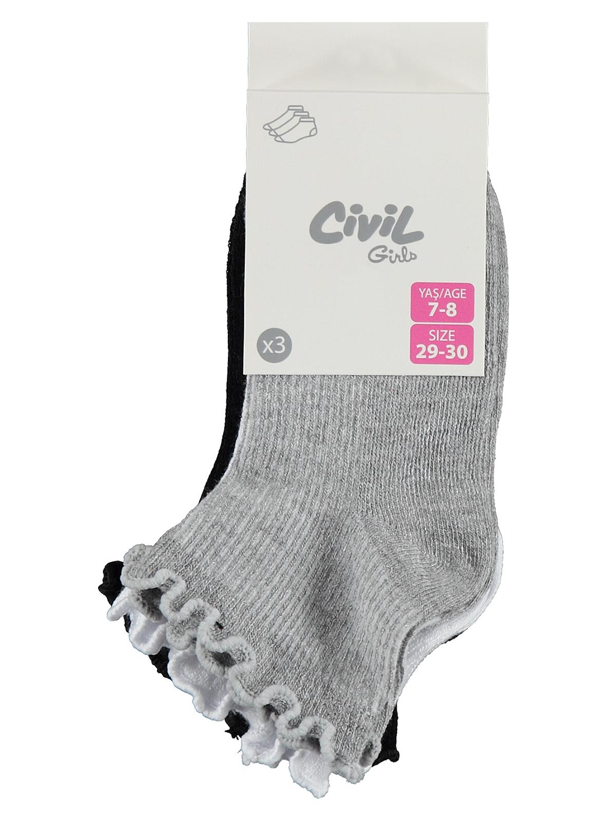 Civil Girls Bambu Basic Overlok 3'lü 3-11 Yaş Kız Çocuk Patik Çorap
