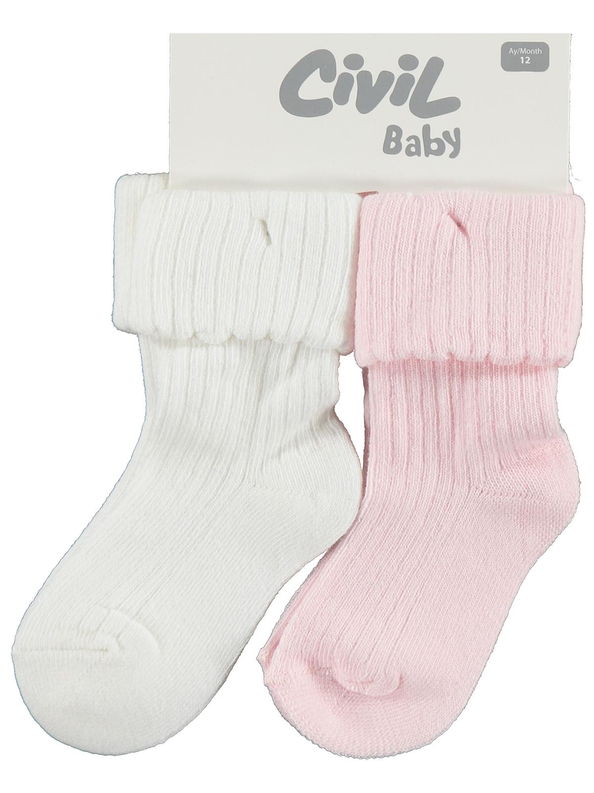 Civil Baby Basic Kıvrık 2'li 6- Bebek Kız Çorap Set
