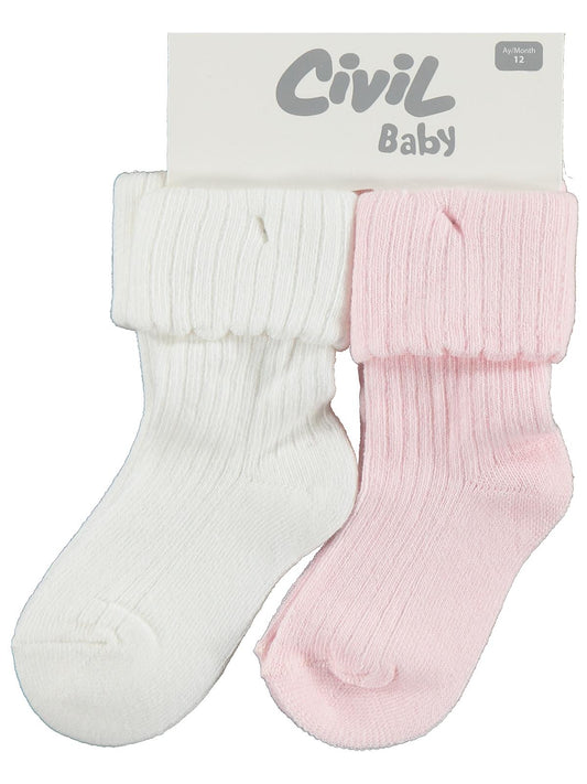 Civil Baby Basic Kıvrık 2'li 6- Bebek Kız Çorap Set
