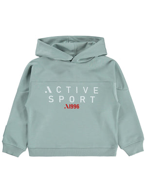Civil Boys Aktıve Baskıl Kapşonlu 10-13 Yaş Sweatshirt - Yeşil