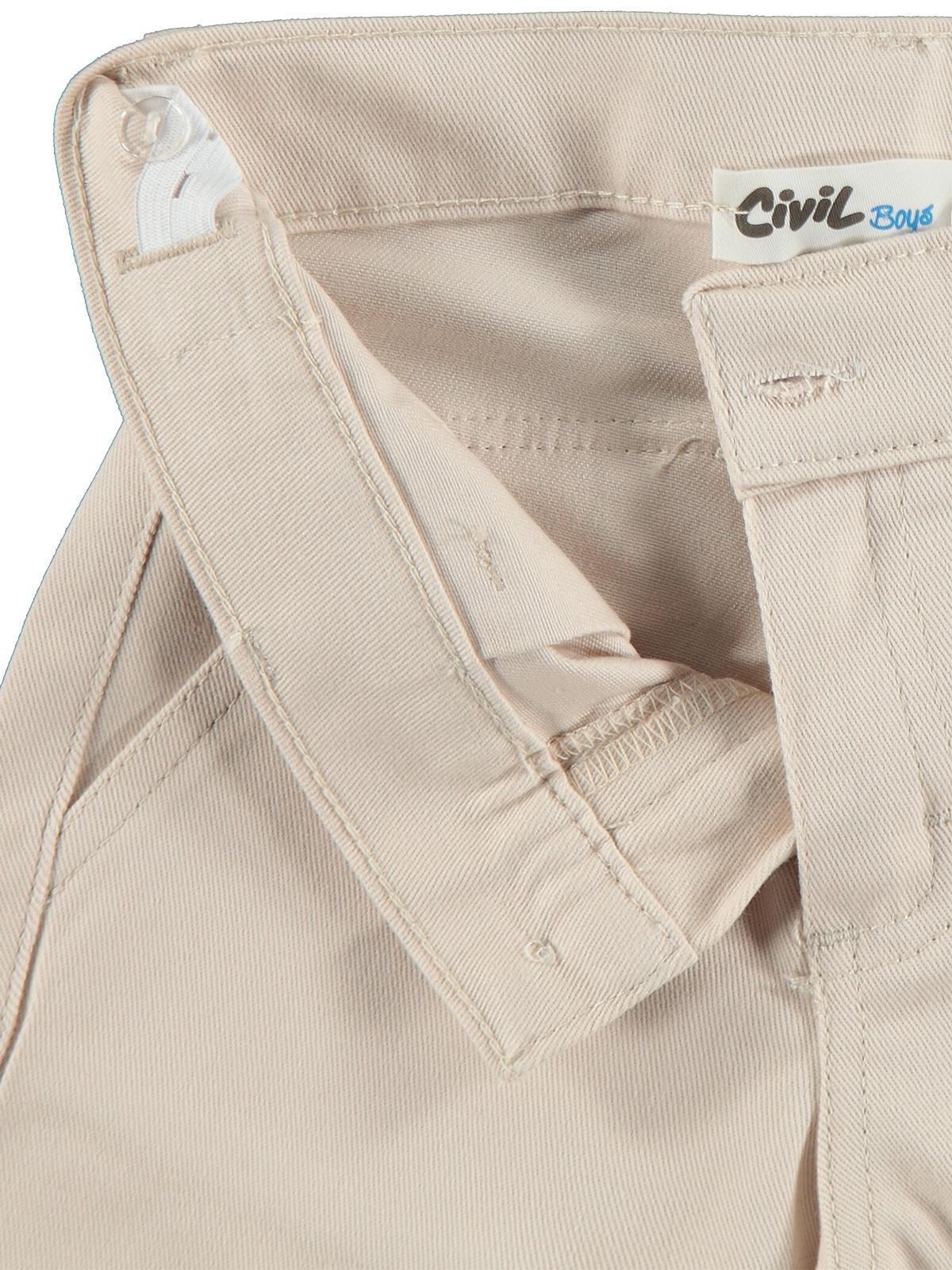 Civil Erkek Çocuk 3 Cepli Chıno Pantolon | Gabardin | Okul Kreş ve Günlük Kullanım - Bej