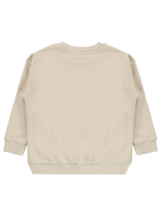 Civil Erkek Çocuk Kıng Baskılı Sweatshirt | 3 İp Uzun Kol | Okul Kreş ve Günlük Kullanım - Bej