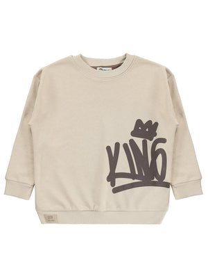 Civil Boys Kıng Baskılı 6-9 Yaş Sweatshirt - Bej