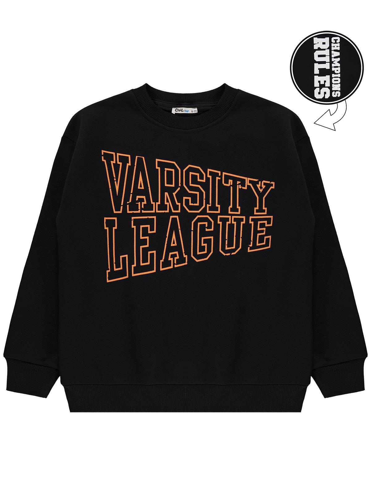 Civil Boys Varsıty League Baskılı 6-9 Yaş Sweatshirt - Siyah